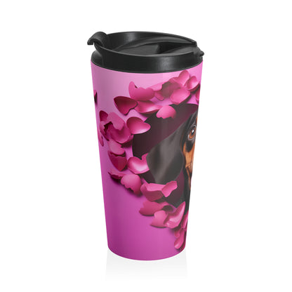 Dachshund Heart Love Stainless Steel Travel Mug – 15oz