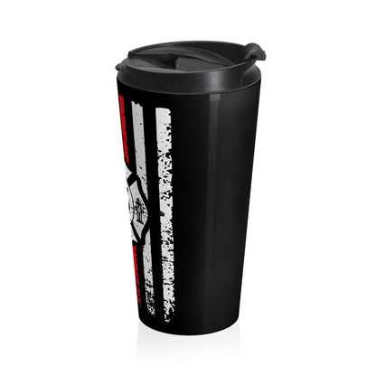 Firefighter American Flag Stainless Steel Travel Mug – 15oz