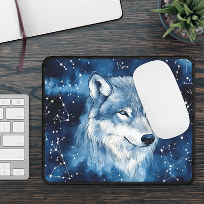 Starlight Wolf Constellation Mouse Pad