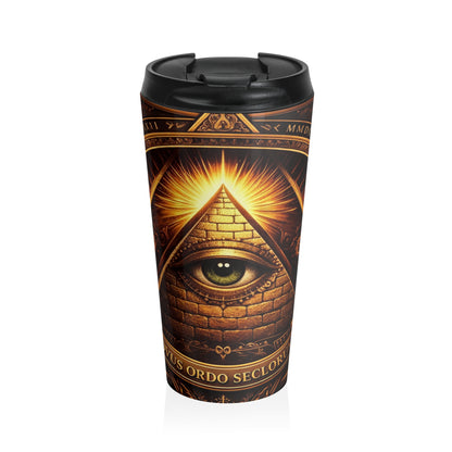 All-Seeing Eye Pyramid Stainless Steel Travel Mug – 15oz