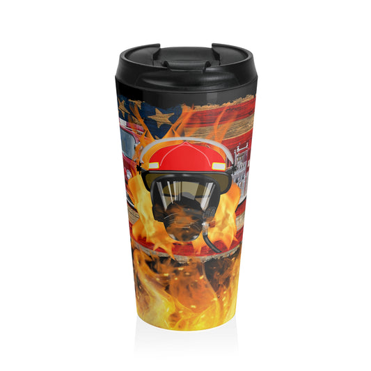 Firefighter Helmet Stainless Steel Travel Mug – 15oz
