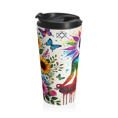 Rainbow Chakra Meditation Stainless Steel Travel Mug – 15oz