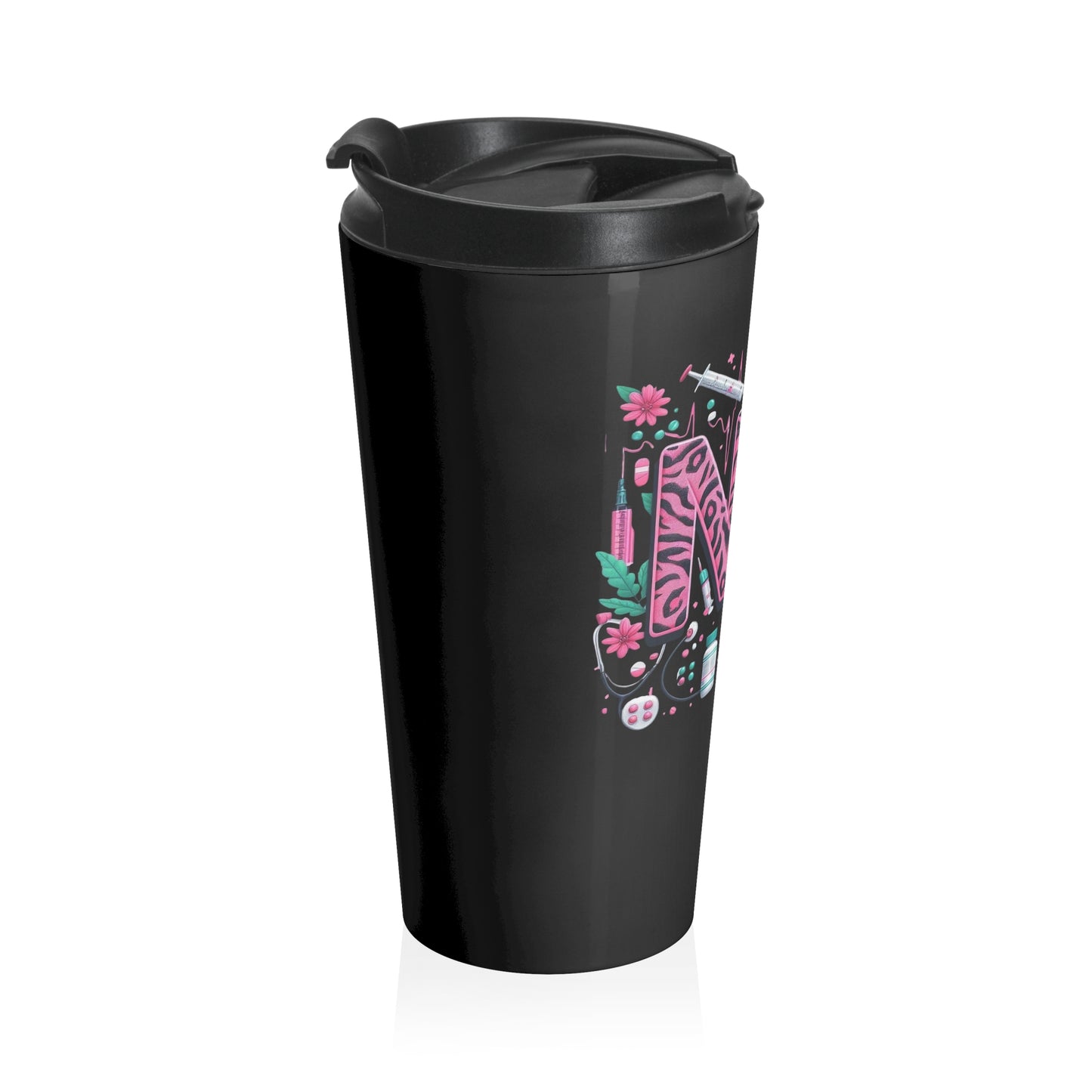 NP Nurse Pride Pink Stainless Steel Travel Mug – 15oz