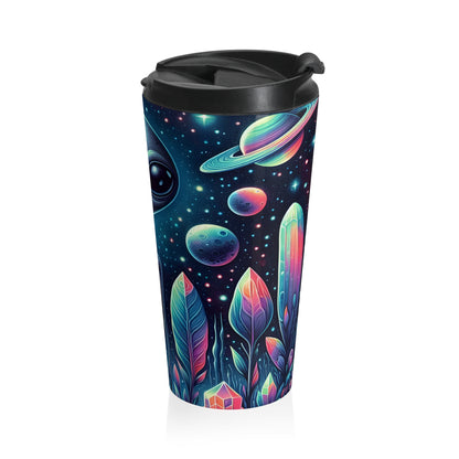 Cosmic Alien Stainless Steel Travel Mug – 15oz