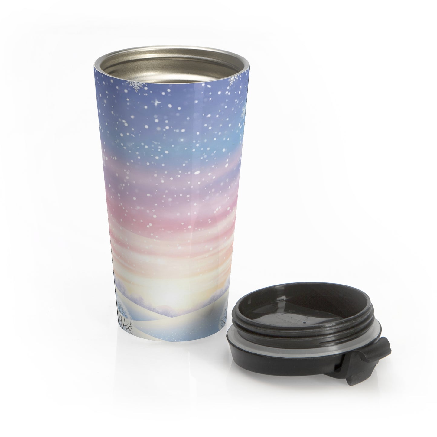 Pastel Winter Wonderland Travel Mug – 15oz Stainless Steel
