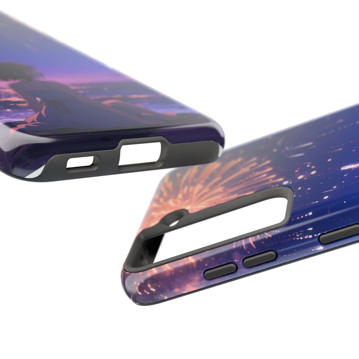 Fireworks Night Phone Case — Anime Girl Beach Sunset Tough Case