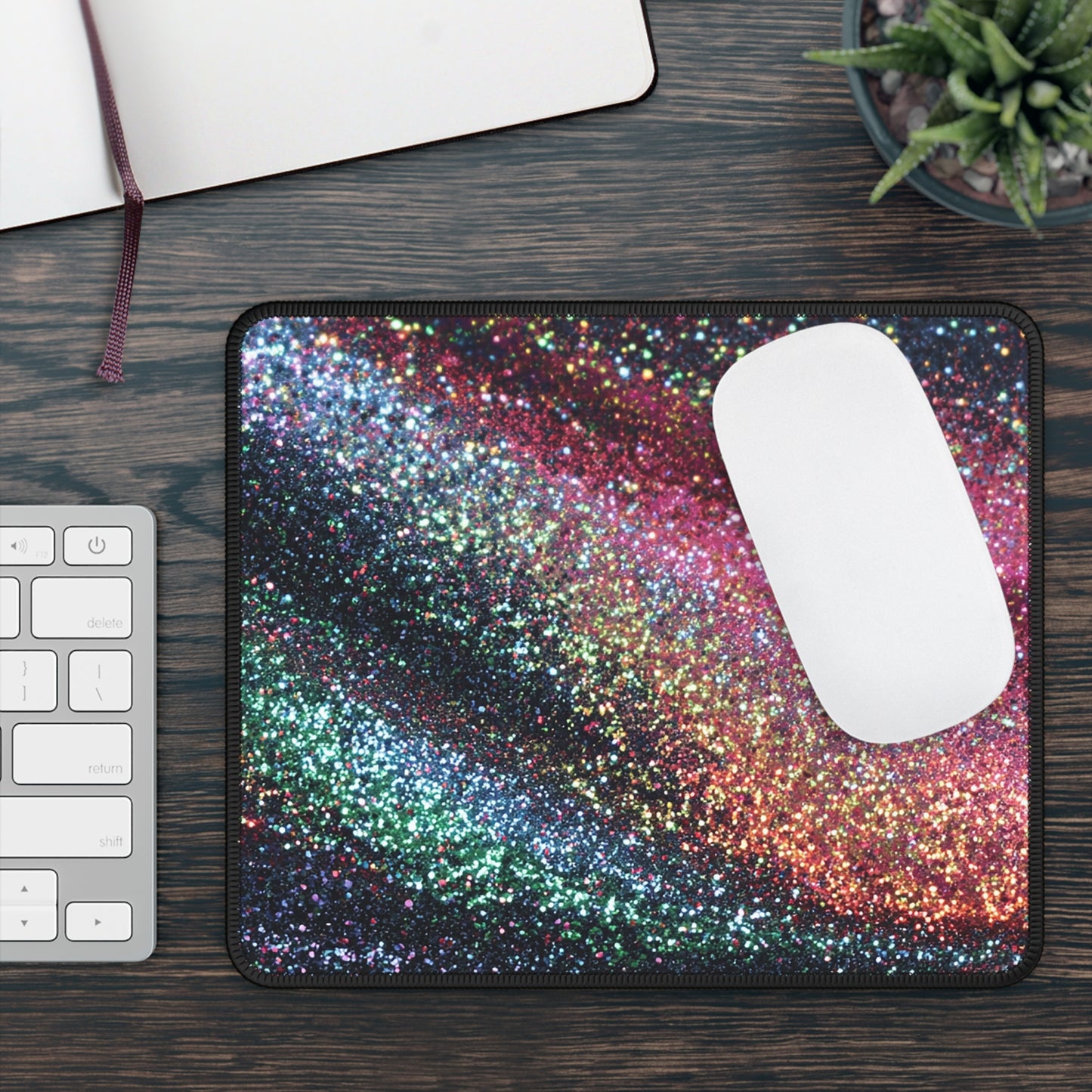 Starlit Glitter Nebula Mouse Pad