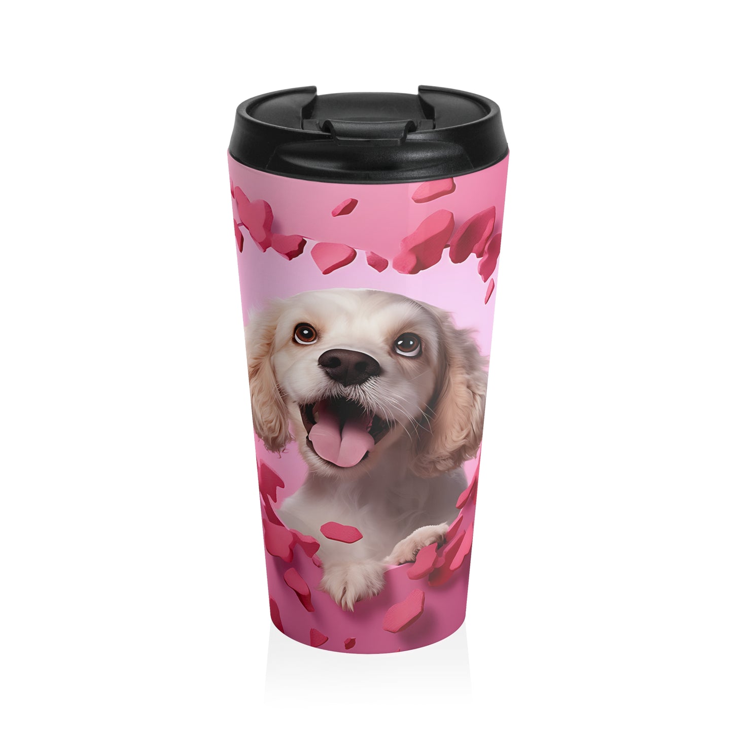 Sweet Puppy Love Stainless Steel Travel Mug – 15oz