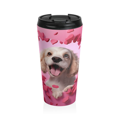 Sweet Puppy Love Stainless Steel Travel Mug – 15oz