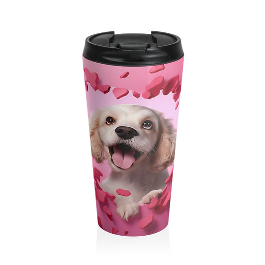 Sweet Puppy Love Stainless Steel Travel Mug – 15oz