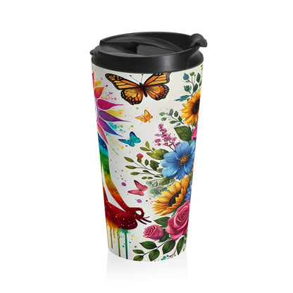Rainbow Chakra Meditation Stainless Steel Travel Mug – 15oz