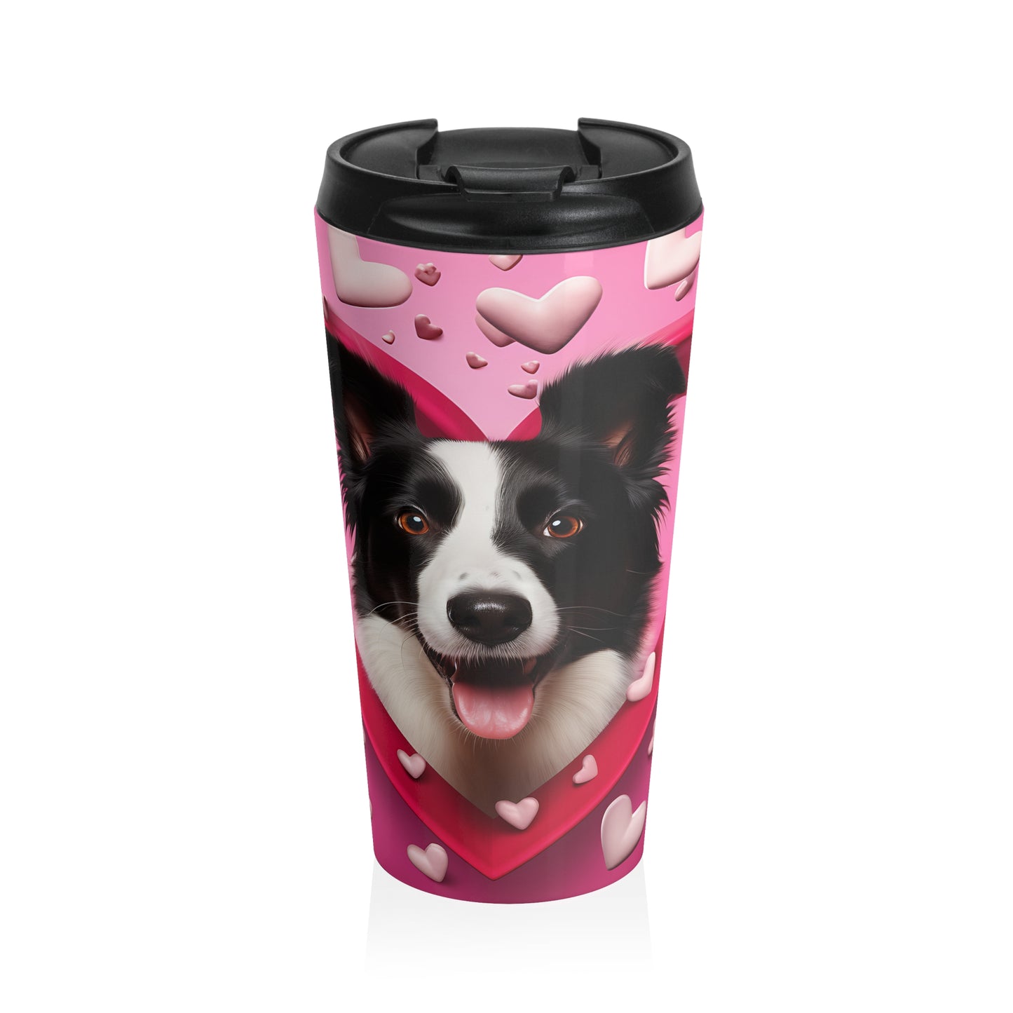 Border Collie Love Stainless Steel Travel Mug – 15oz