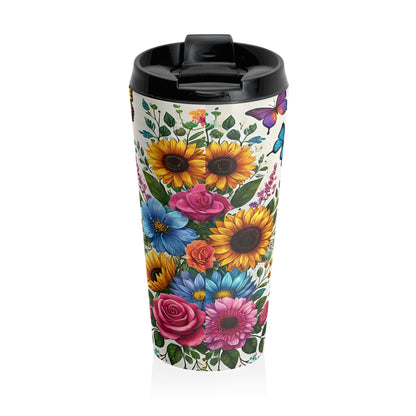 Rainbow Chakra Meditation Stainless Steel Travel Mug – 15oz